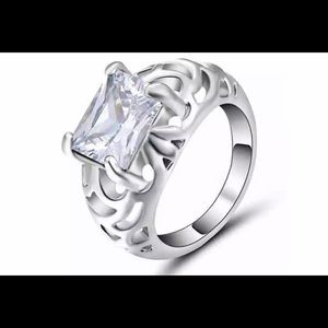 Crystal sapphire and white gold ring size 7